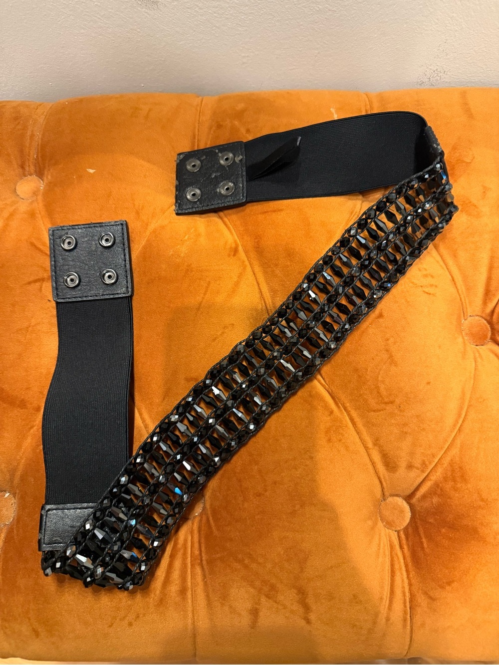 White House Black Market Black Beaded Braided Belt - Picture 2 of 3